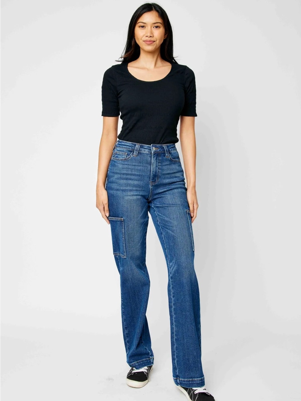 Judy Blue Blue High Rise Cargo Wide Leg Jeans Size 7/28